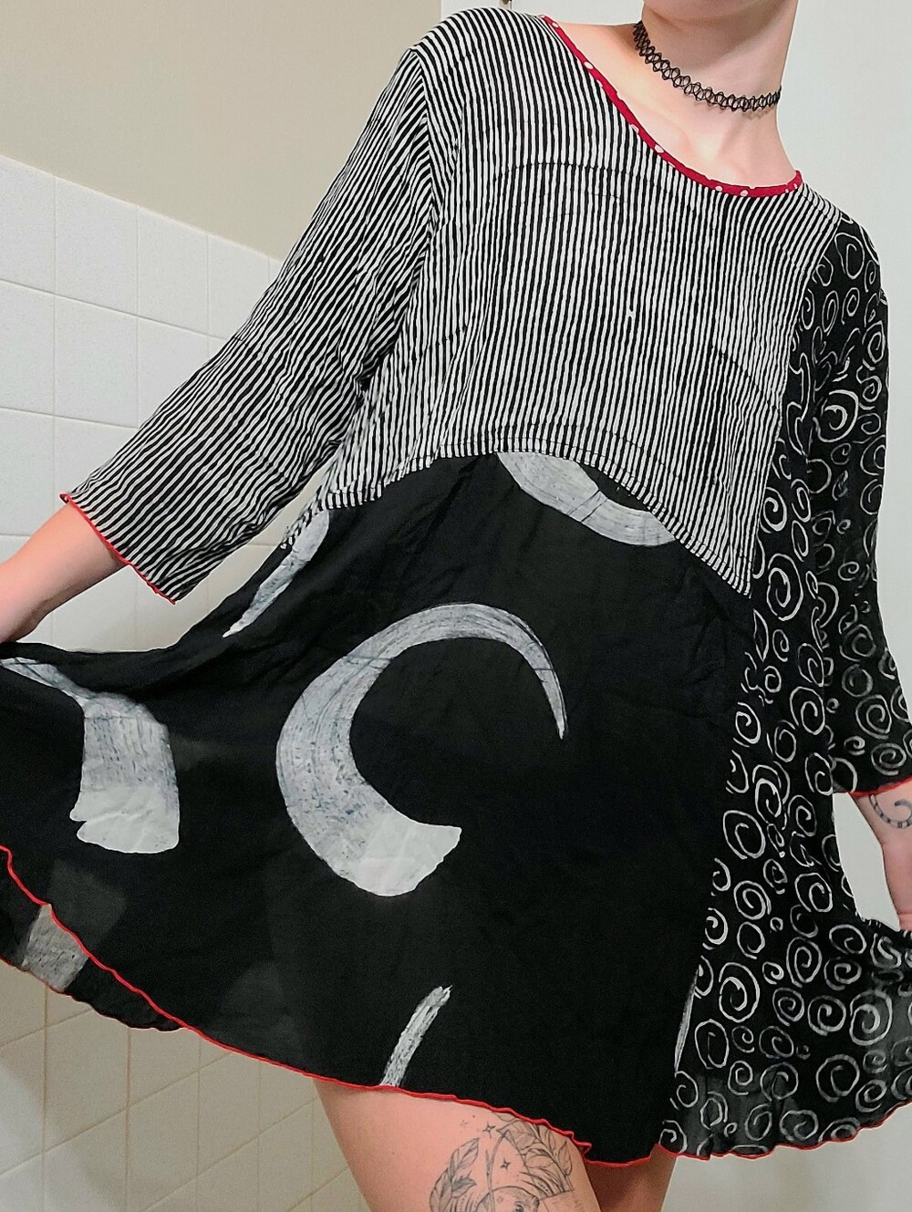 black and white mini dress